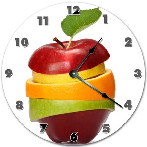 10.5" APPLE AND CITRUS Clock - Living Room Clock - Large 10.5" Wall Clock - Home Décor Clock - 4393