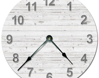White Wood Wall Clock: Silent, Non-Ticking, Custom MDF Clock (12" or 15")
