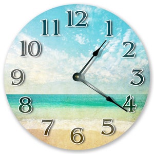 10.5&quot; ARTISTIC BEACH DECOR Clock - Large 10.5&quot; Wall Clock - Beach Decor - Round Clock - Nautical Clock - Home Decor - 3139