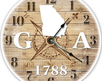 Georgia State Clock: 12" MDF Wall Decor, Established 1788