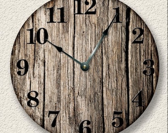 Rustic Barn Wood Wall Clock: Silent Farmhouse Decor (10.5")