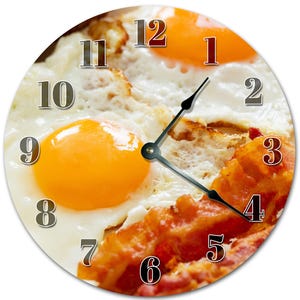 Bacon and Eggs Clock: 10.5" Novelty Kitchen Decor