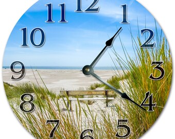 Beach Scene Wall Clock: Silent 10.5" Living Room Decor