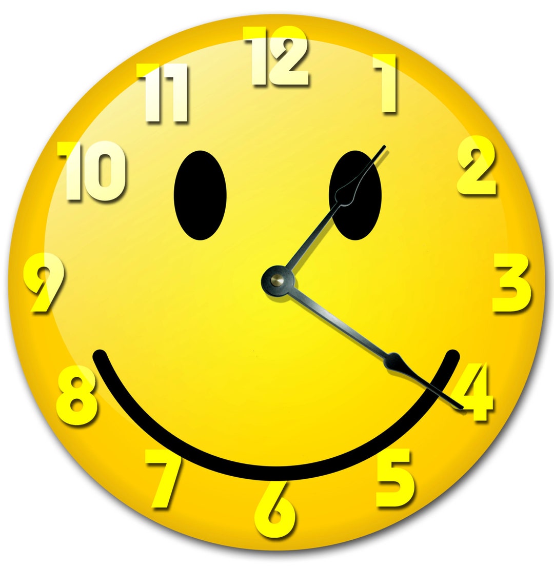 YELLOW SMILEY FACE Clock Large 10.5 Inch Clock Novelty Clocks Wall