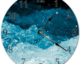 Blue Raging Water Clock: 10.5" Silent Wall Decor