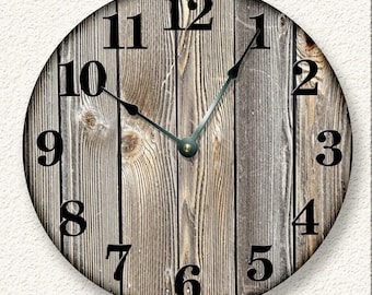 Rustic Wood Wall Clock: Silent Farmhouse Decor (10.5 inch)