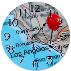 LOS ANGELES LOCATION Clock - Large 10.5" Wall Clock - 2264