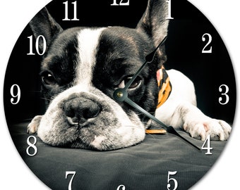 DOG BREED CLOCKS Boston Terrier Clock German Shepherd Siberian Husky Black Schnauzer Doberman Pinscher French Bulldog Golden Retriever decor