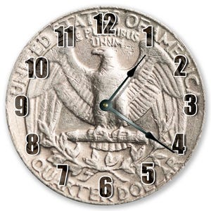 United States Quarter Clock: 10.5" Silent Wall Decor