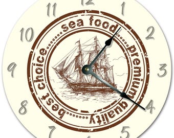Nautical Ship Wall Clock: Silent Living Room Decor (10.5")