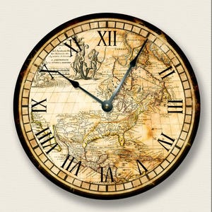 Rustic Map Wall Clock: Silent MDF Farmhouse Decor (12/15 inch)