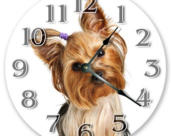 10.5" TERRIER DOG With Sprout Clock - Large 10.5" Wall Clock - Animal Clock - Round Wall Clock - Home Decor - Birthday Gift - 3142