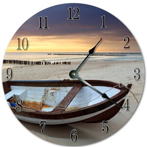 Horloge vieux bateau sur le bord de mer de 10,5 po. - horloge de salon - grande horloge murale de 10,5 po. - horloge de décoration intérieure - 5573