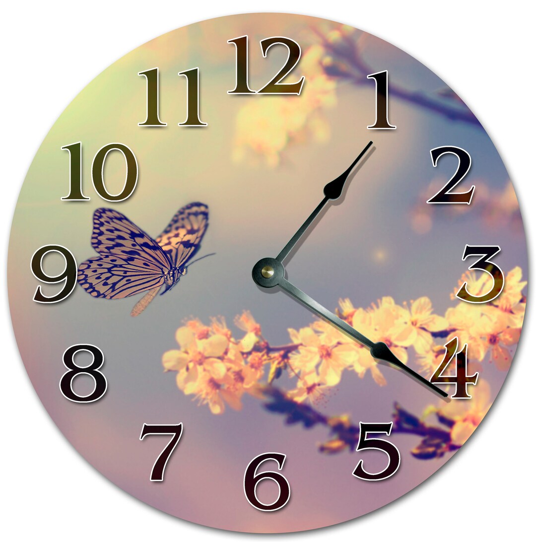 10.5 FLYING BUTTERFLY Clock Living Room Clock Large Etsy
