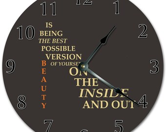 Beauty Quote Clock: 10.5" MDF Silent Wall Decor