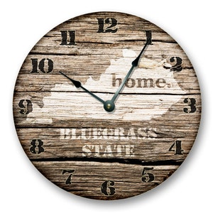 KENTUCKY State HOMELAND CLOCK - Bluegrass State - Large 10.5&quot; Wall Clock - Printed Wood Image - KY_FT