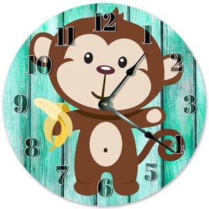 Monkey Banana Clock: 10.5" Cartoon MDF Wall Decor