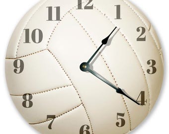 Reloj de voleibol: decoración deportiva de pared blanca de 26 cm