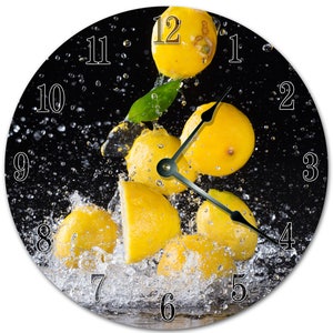 10.5" LEMON Clock - Living Room Clock - Large 10.5" Wall Clock - Home Décor Clock - 5880