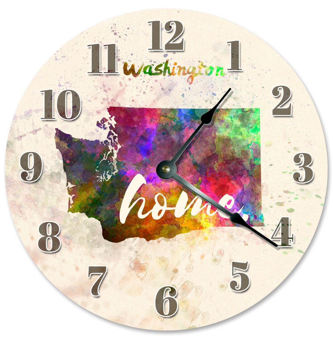 WASHINGTON Home State Clock Large 10.5 Inch Clock Novelty Clocks Wall