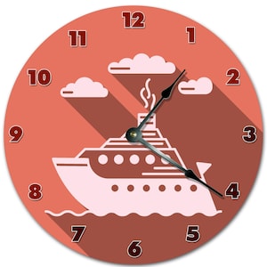 Red Boat Clock: 10.5" Silent Living Room Decor
