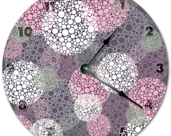 Dotted Circle Clock: Purple Living Room Decor (10.5")