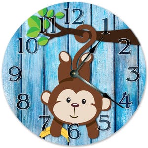 Monkey Wall Clock: 10.5" Cartoon Hanging Clock, Kids Room Decor