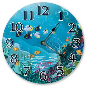 Sea Life Wall Clock: 10.5" Marine Animal Beach Decor