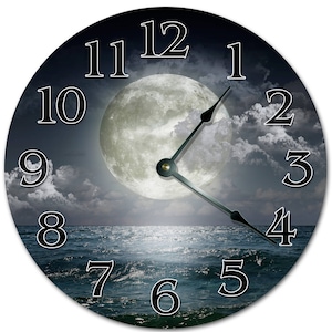 10.5&quot; Big FULL MOON Clock - Living Room Clock - Large 10.5&quot; Wall Clock - Home Décor Clock - 5353