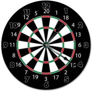 Dart Board Clock: 10.5" MDF Wall Decor