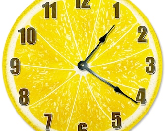LEMON FRUIT CLOCK - Large 10.5" Wall Clock - 2189