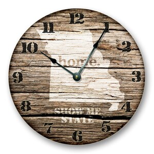 MISSOURI State HOMELAND CLOCK - Show Me State - Large 10.5&quot; Wall Clock - Printed Wood Image - MO_FT