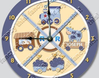Personalized Choo Choo Train Clock: 10.5" Nursery Decor