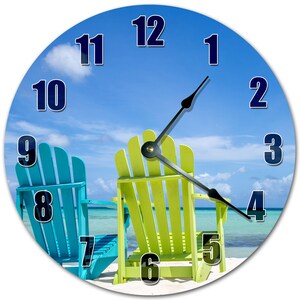 Beachview Benches Clock: 10.5" Silent Coastal Decor Clock