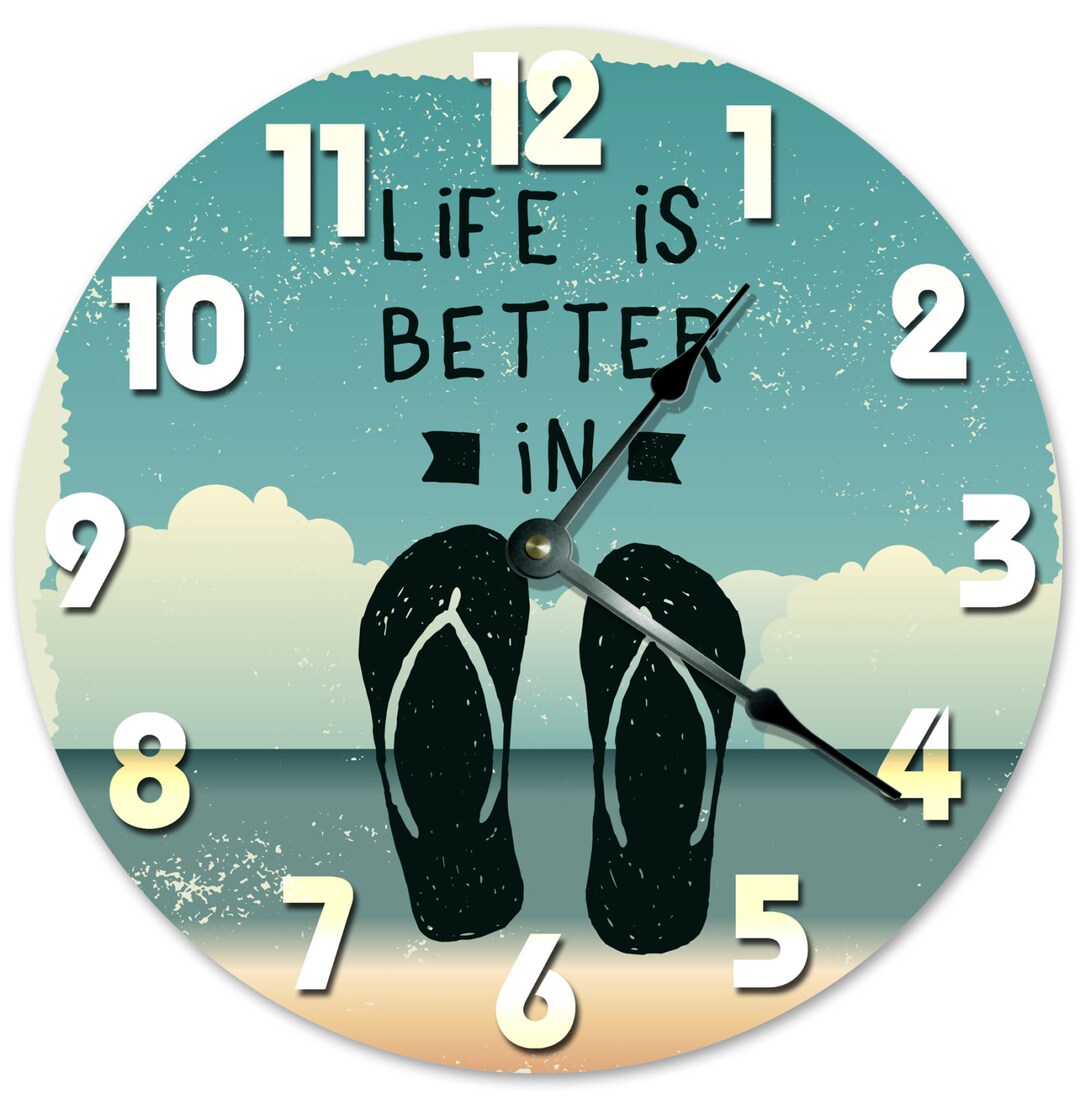 LIFE IS BETTER in Flip Flops Clock Large 10.5 Wall Clock 2033 Etsy
