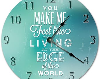 Edge of the World Clock: Blue Living Room Decor (10.5")