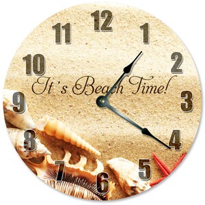 IT&#39;S BEACH TIME Beach Décor Clock - Large 10.5&quot; Wall Clock - 2278