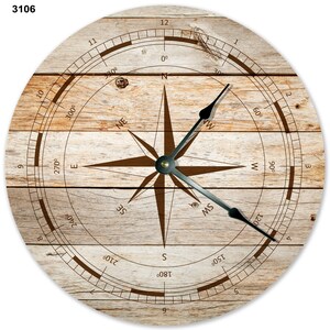 10.5" WINDROSE COMPASS Clock - Large 10.5" Wall Clock - Mariner's Compass - Navigation Wall Clock - Compass Rose - Sailor's Gift - 310.56