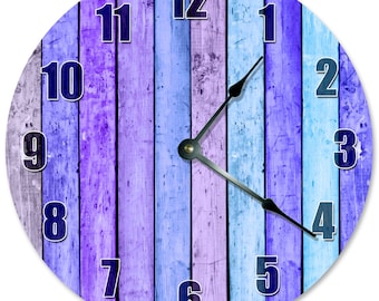 PURPLE LAVENDAR WOOD Boards Clock - Large 10.5" Wall Clock - 2181