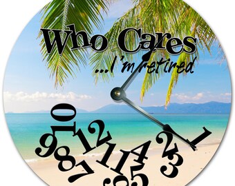 Retired Beach Theme Clock: 10.5" MDF Silent Wall Decor