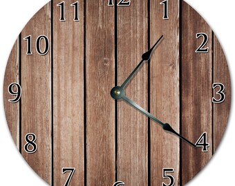 10.5" Brown Wood Wall Clock: Silent, Non-Ticking