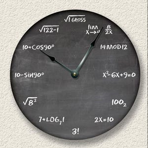 Math Wall Clock: 10.5" Silent MDF Classroom Decor