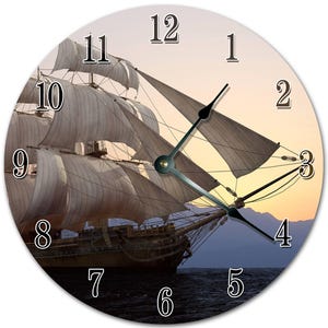 Sailing Ship Clock: Large 10.5" Silent Wall Decor
