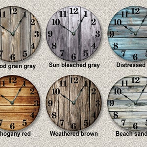 10.5 MDF OLD BARN Boards Round Wall Clock Rustic Silent Clocks Farmhouse Cabin Country Home Decor Camper Personalized Home Living Modern image 1