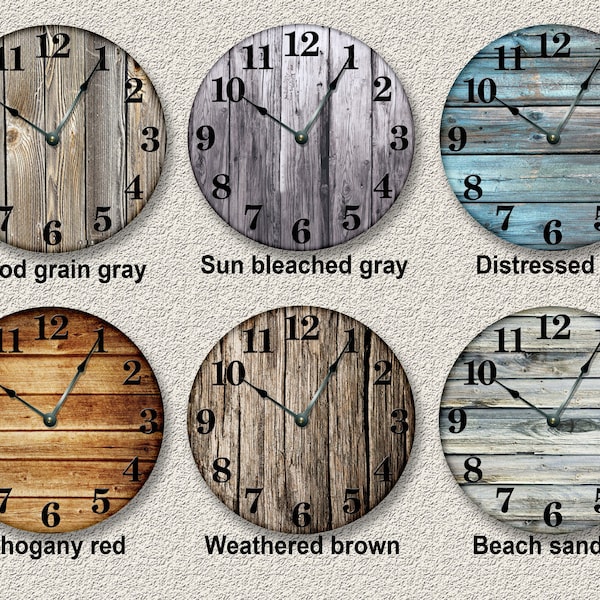 10.5" MDF OLD BARN Boards Round Wall Clock Rustic Silent Clocks Farmhouse Cabin Country Home Decor Camper Personalized Home Living Modern