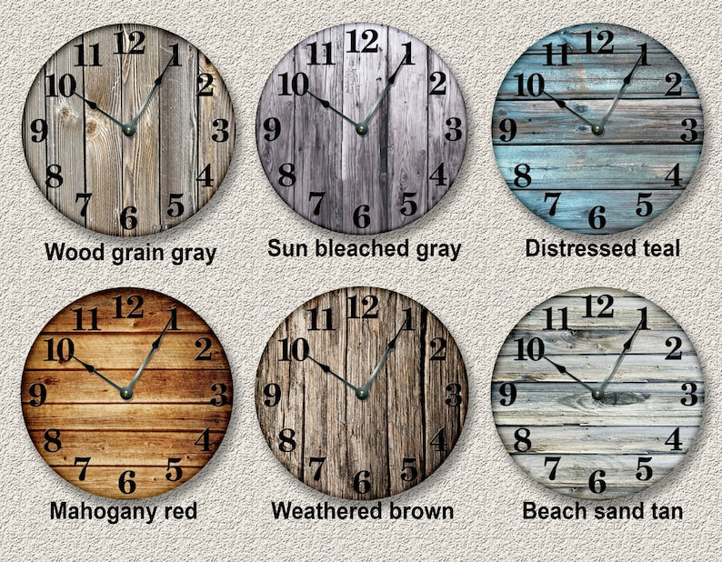 10.5 MDF OLD BARN Boards Round Wall Clock Rustic Silent Clocks Farmhouse Cabin Country Home Decor Camper Personalized Home Living Modern image 1