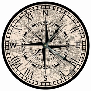 Compass Rose Wall Clock: Nautical Map, Coastal Home Decor (10.5") COMPASS ROSE 7131