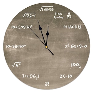 12" 15" Brown Math Clock Silent Custom Non-ticking mdf Wall Clock Home Decor