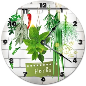 Herbs & Spices Kitchen Clock: 10.5" Silent Wall Decor