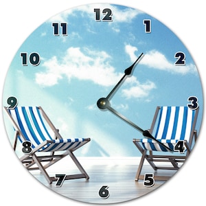 Beach Chaise Lounge Clock: 10.5" Silent Coastal Home Decor